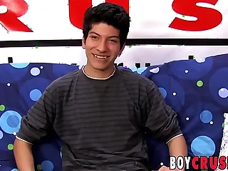 Fresh twink jerks off and cums hard at the casting couch